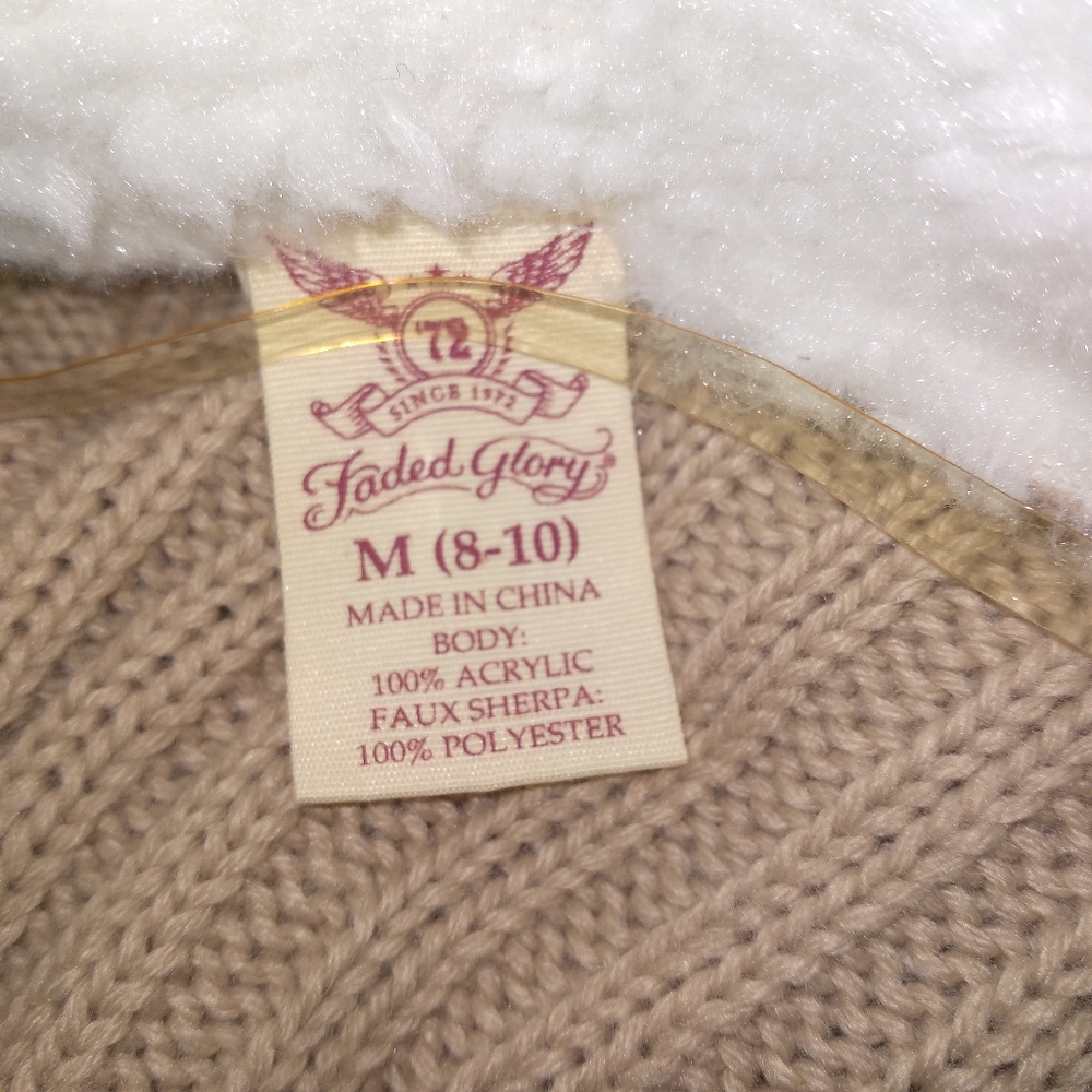 Faded Glory Tan Faux Suede/ Faux Sherpa Collar Lining  Long Sleeve Cardi… - Picture 8 of 9